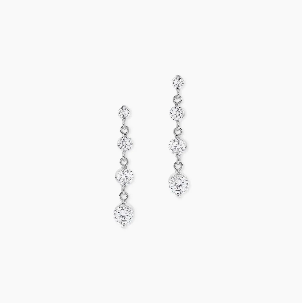 Boucles D'oreilles Pendantes Odyssee Argent Blanc Oxyde De Zirconium