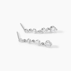 Boucles D'oreilles Pendantes Odyssee Argent Blanc Oxyde De Zirconium