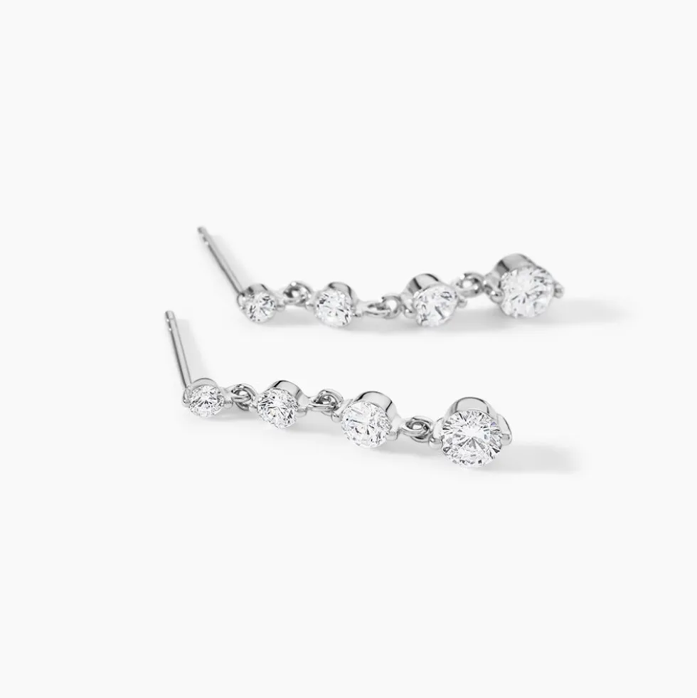 Boucles D'oreilles Pendantes Odyssee Argent Blanc Oxyde De Zirconium