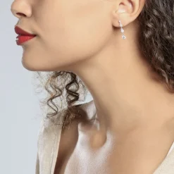 Boucles D'oreilles Pendantes Odyssee Argent Blanc Oxyde De Zirconium
