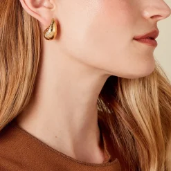 Boucles D'oreilles Pendantes Iliane Acier Doré