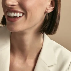 Boucles D'oreilles Pendantes Erma Plaqué Or Doré Oxyde De Zirconium