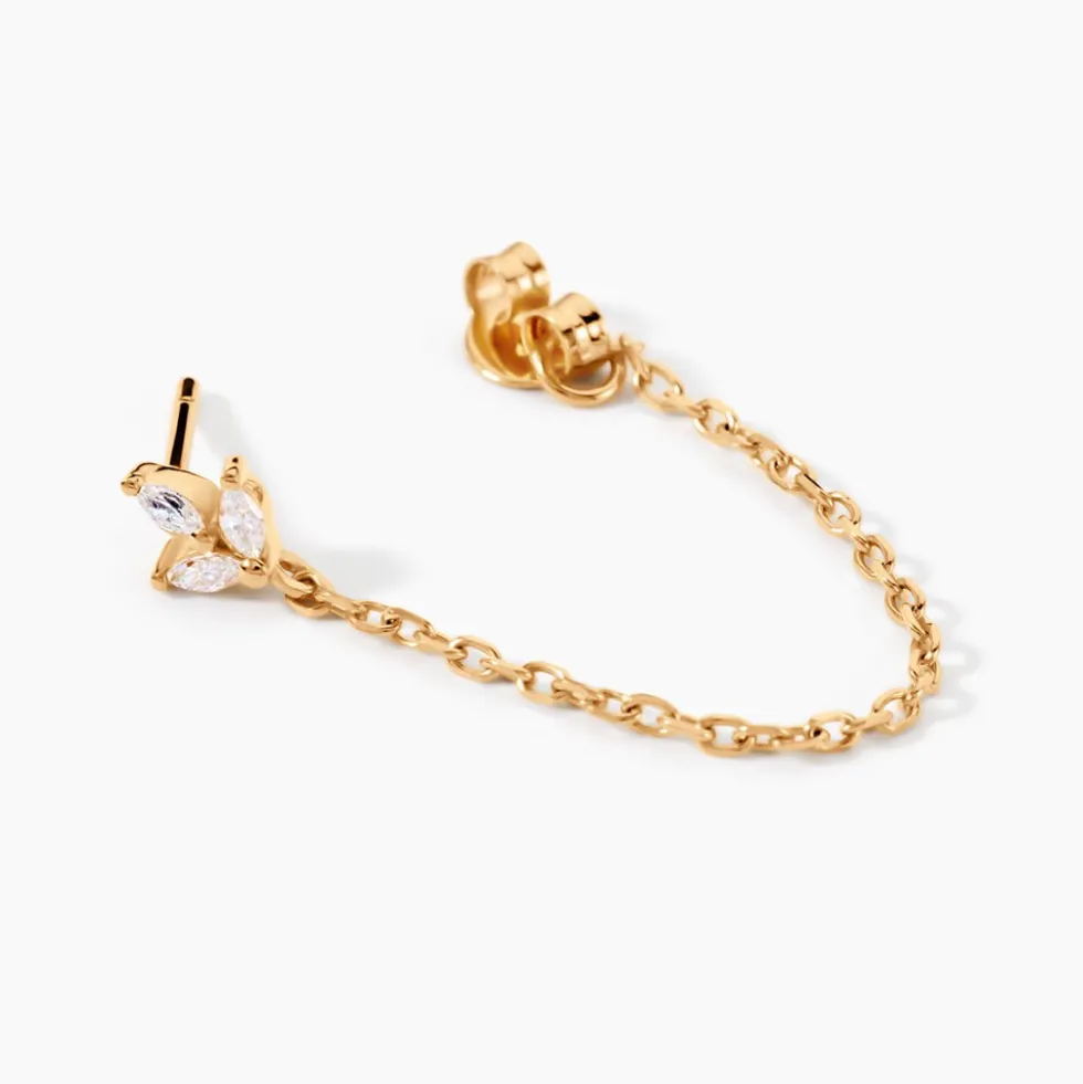 Boucles D'oreilles Pendantes Erma Plaqué Or Doré Oxyde De Zirconium