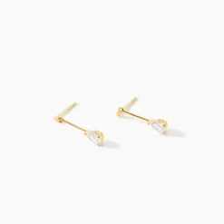 Boucles D'oreilles Pendantes Goutte Or Jaune Oxyde De Zirconium