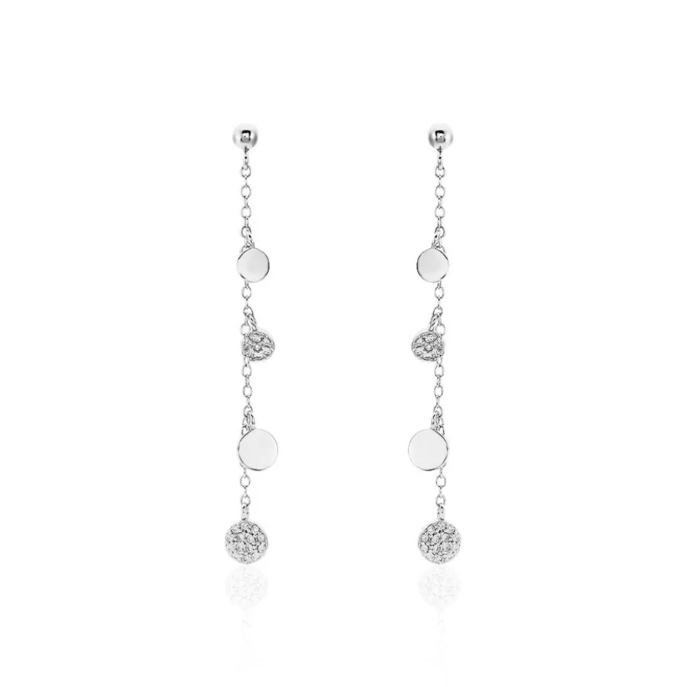 Boucles D'oreilles Pendantes Lorainne Argent Blanc Oxyde De Zirconium