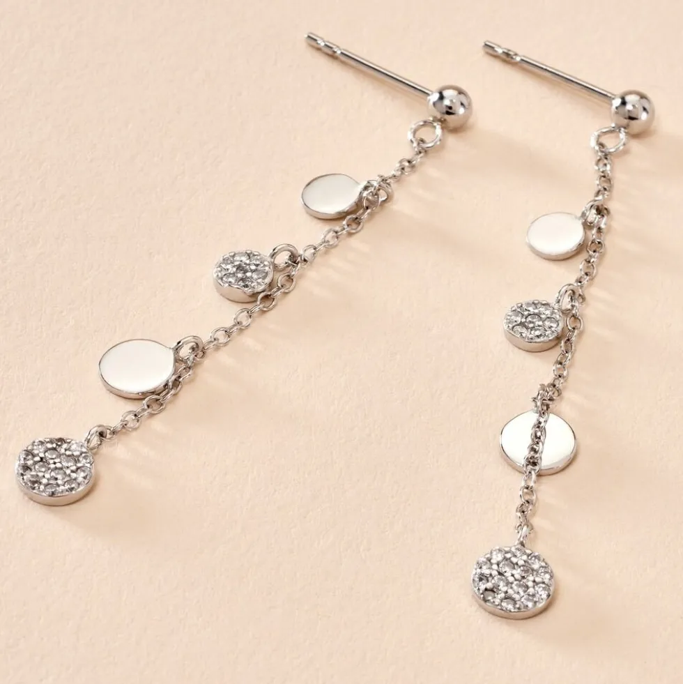 Boucles D'oreilles Pendantes Lorainne Argent Blanc Oxyde De Zirconium