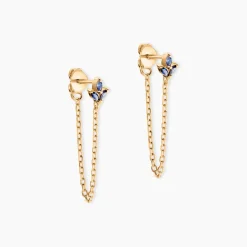 Boucles D'oreilles Pendantes Erma Plaqué Or Doré Oxyde De Zirconium