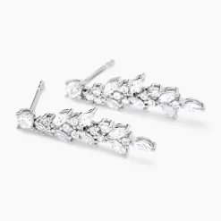 Boucles D'oreilles Pendantes Argent Blanc Precieux Flocon Oxyde
