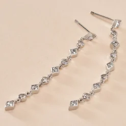 Boucles D'oreilles Pendantes Mascaret Argent Blanc Oxyde De Zirconium