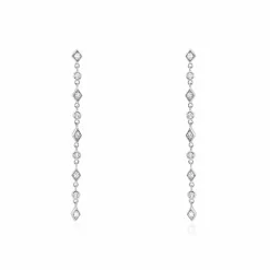 Boucles D'oreilles Pendantes Mascaret Argent Blanc Oxyde De Zirconium