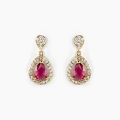 Boucles D'oreilles Pendantes Brigita Plaqué Or Pierre Et Oxyde