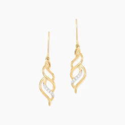 Boucles D'Oreilles Pendantes Suresh Or Jaune Oxyde De Zirconium