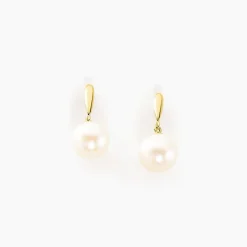 Boucles D'oreilles Pendantes Sibylle Or Jaune Perle De Culture