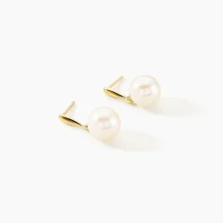 Boucles D'oreilles Pendantes Sibylle Or Jaune Perle De Culture