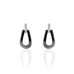 Boucles D'oreilles Pendantes Argent Céramique Et Oxyde De Zirconium