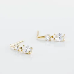 Boucles D'oreilles Pendantes Gulbeyaz Or Jaune Oxyde De Zirconium