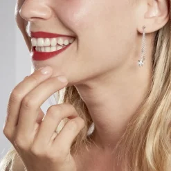 Boucles D'oreilles Pendantes Sathya Argent Blanc Oxyde De Zirconium
