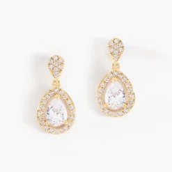 Boucles D'oreilles Pendantes Brigita Plaqué Or Jaune Oxyde