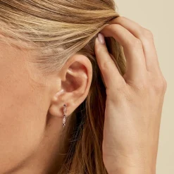 Boucles D'oreilles Pendantes Eugenie Argent Rose Oxyde De Zirconium