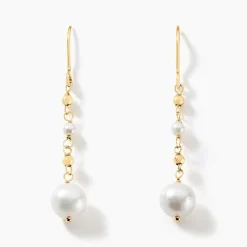 Boucles D'oreilles Pendantes Bindy Or Jaune Perle De Culture