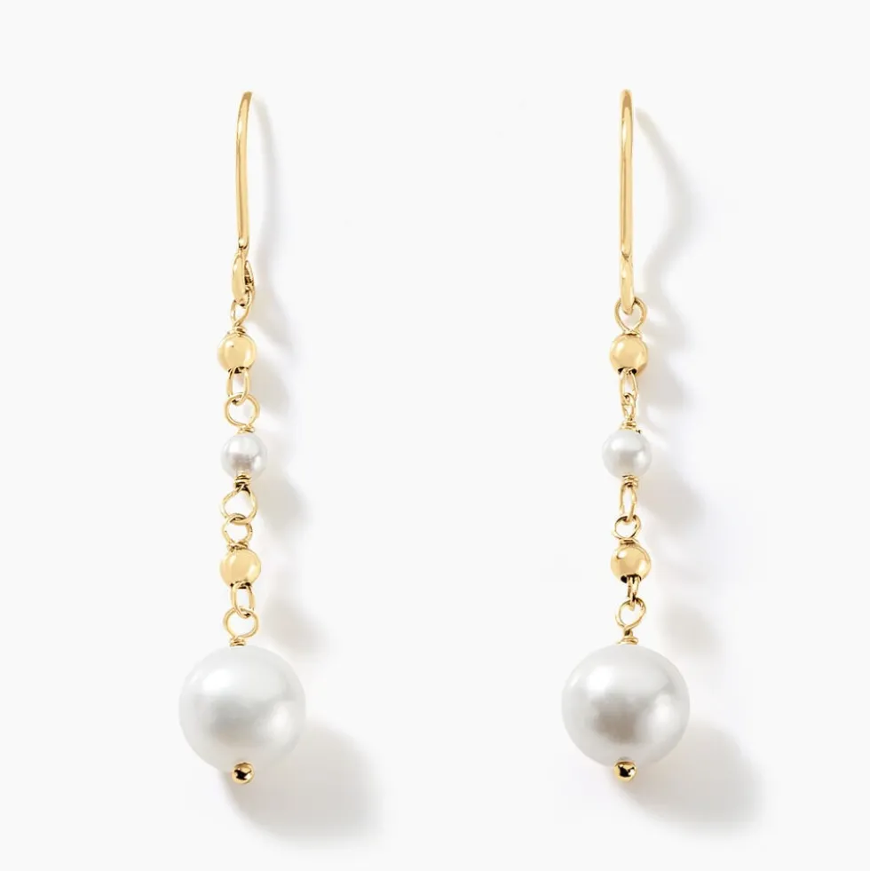 Boucles D'oreilles Pendantes Bindy Or Jaune Perle De Culture