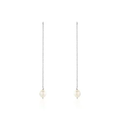 Boucles D'oreilles Pendantes Garance Argent Blanc Perle De Culture