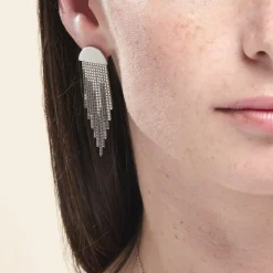 Boucles D'oreilles Pendantes Macie Argent Blanc