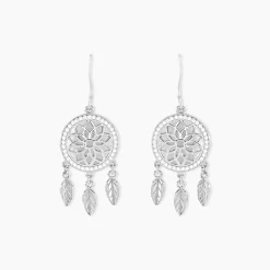 Boucles D'oreilles Pendantes Nemetona Argent Blanc Oxyde