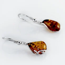 Boucles D'oreilles Pendantes Argent Blanc Lucina Ambre