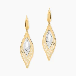 Boucles D'Oreilles Pendantes Gerontius Or Bicolore