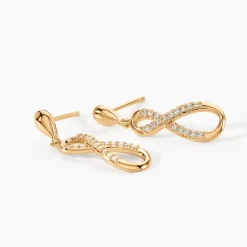 Boucles D'oreilles Pendantes Dunya Plaqué Or Jaune Oxyde De Zirconium