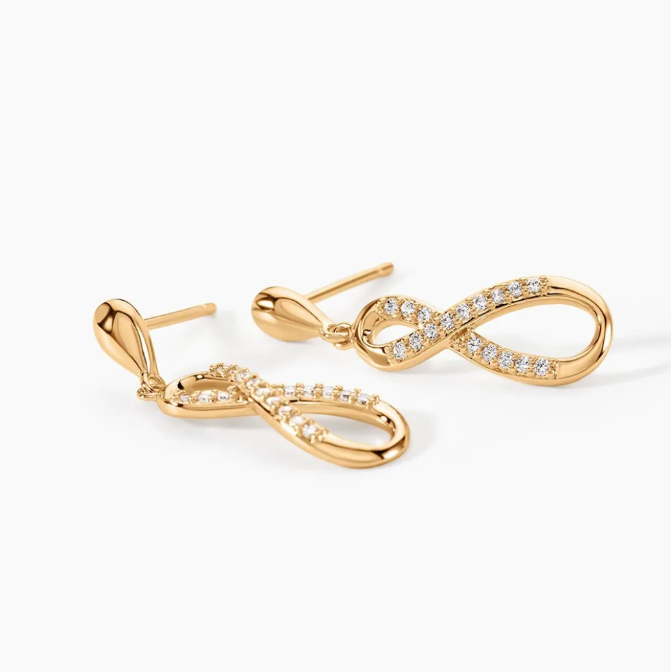 Boucles D'oreilles Pendantes Dunya Plaqué Or Jaune Oxyde De Zirconium