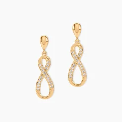 Boucles D'oreilles Pendantes Dunya Plaqué Or Jaune Oxyde De Zirconium