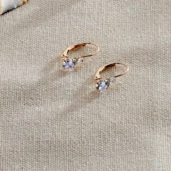 Boucles D'oreilles Pendantes Gulbeyaz Or Jaune Oxyde De Zirconium