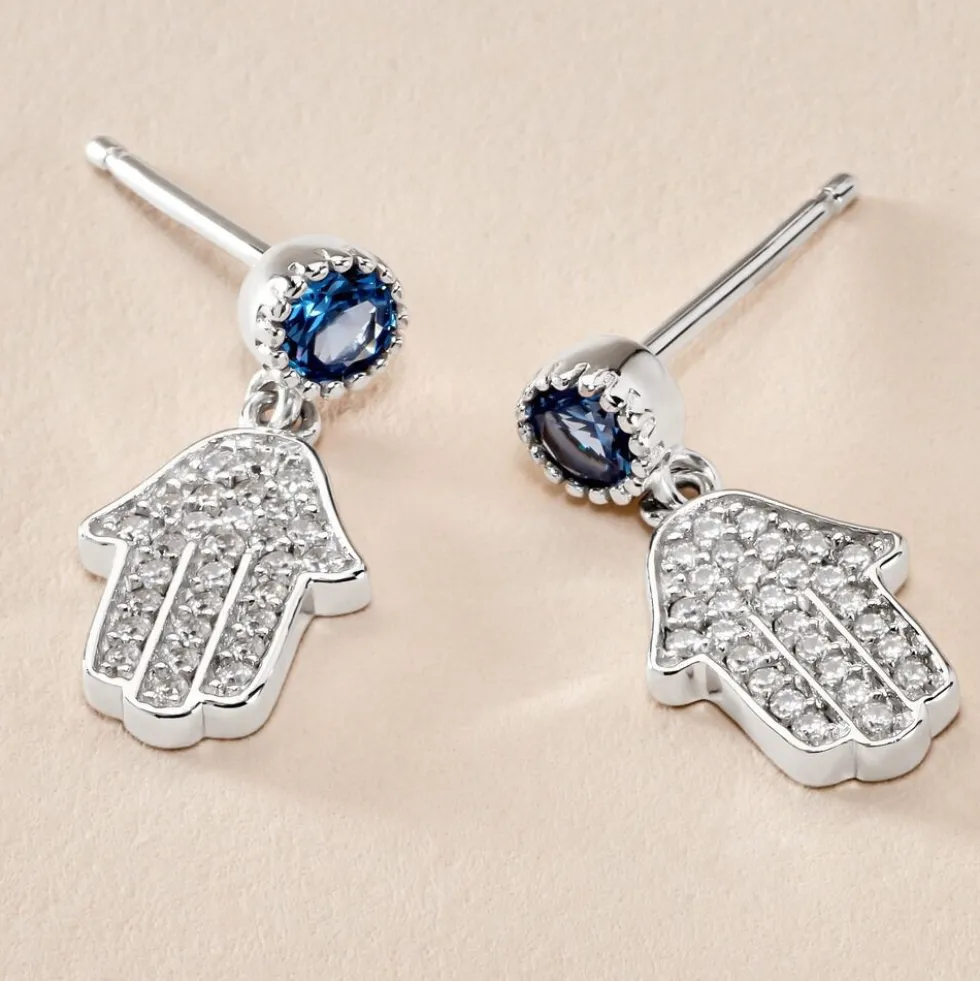 Boucles D'oreilles Pendantes Fidelma Argent Blanc Spinelle Oxyde