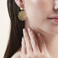 Boucles D'oreilles Pendantes Acier Doré Jami