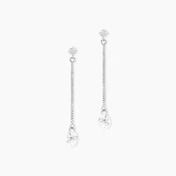 Boucles D'oreilles Pendantes Regane Or Blanc Oxyde De Zirconium
