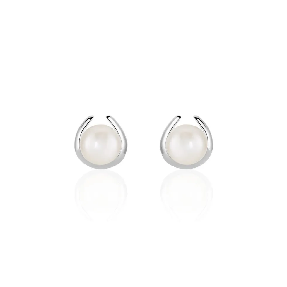 Boucles D'oreilles Pendantes Saori Argent Blanc Perle De Culture