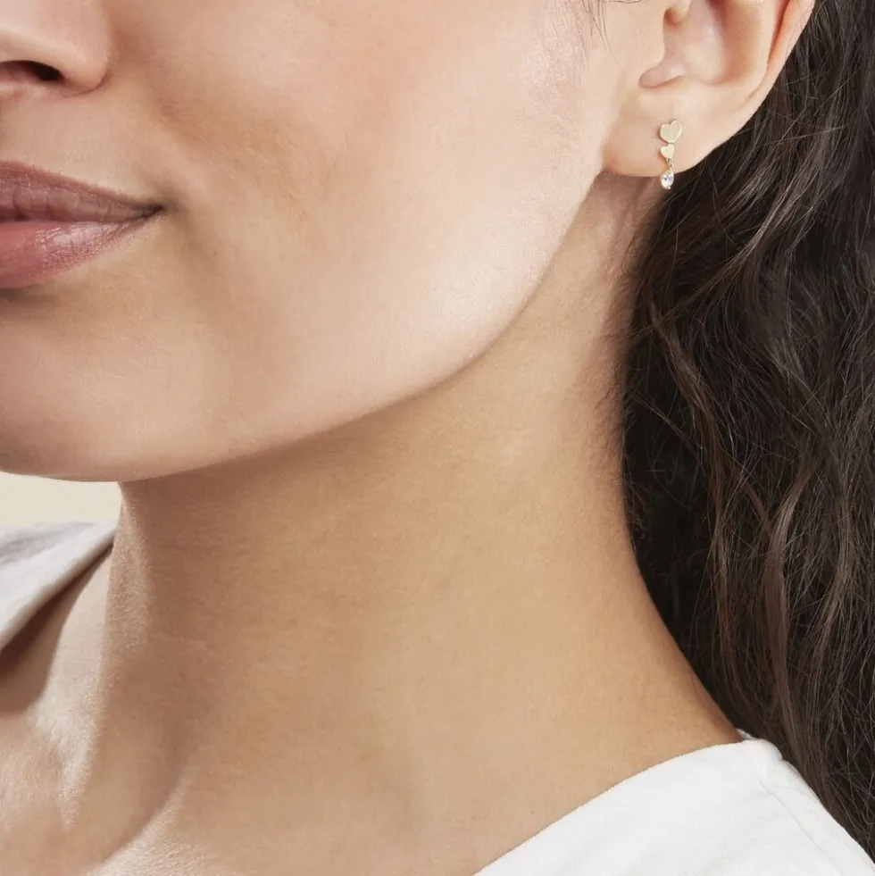Boucles D'oreilles Pendantes Rihabe Or Jaune Oxyde De Zirconium