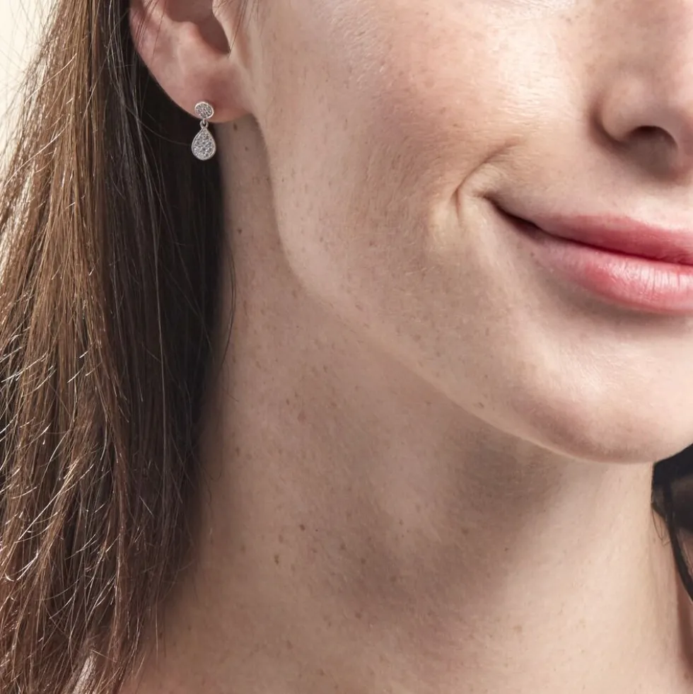 Boucles D'oreilles Pendantes Aletha Argent Blanc Oxyde De Zirconium