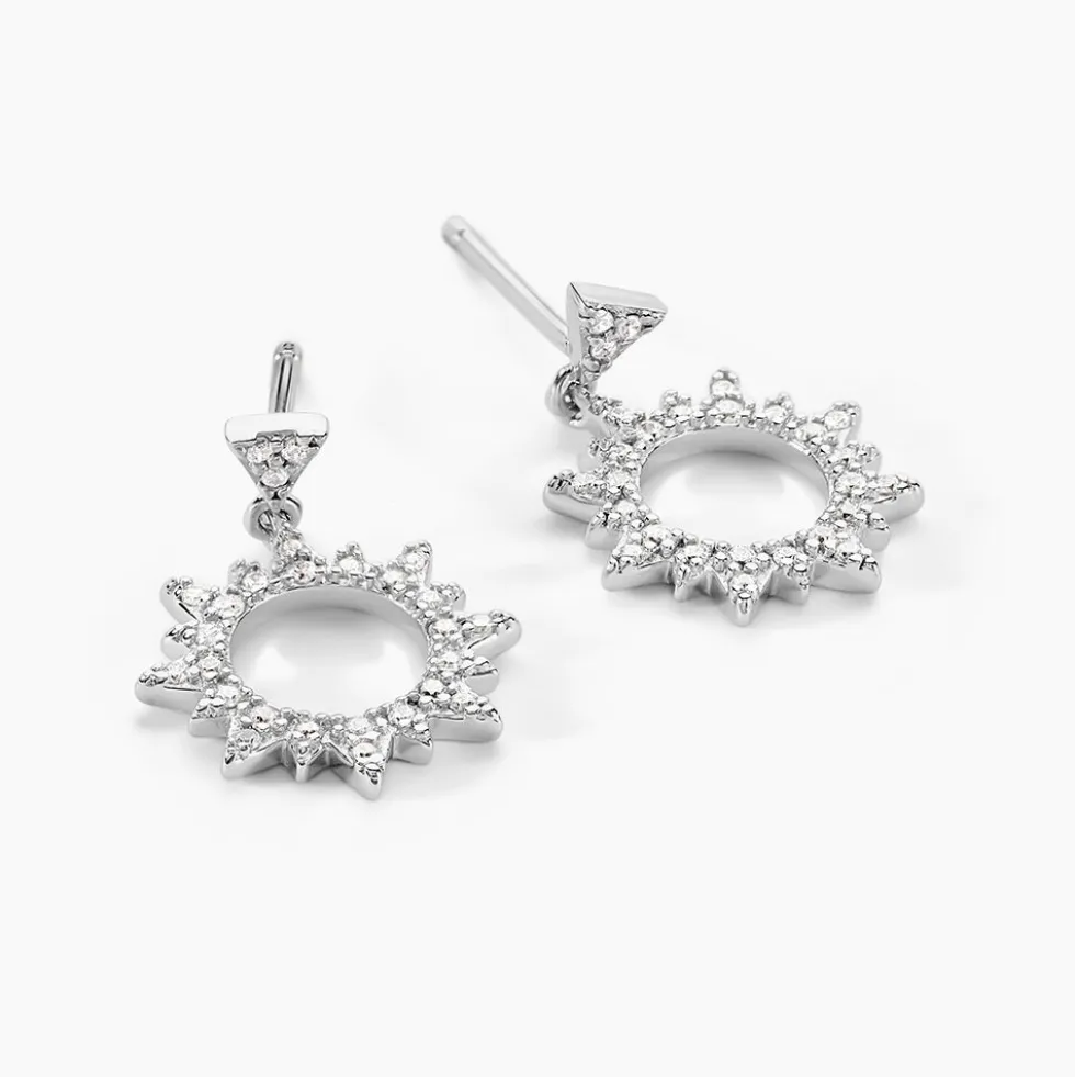 Boucles D'oreilles Pendantes Teana Argent Blanc Oxyde De Zirconium