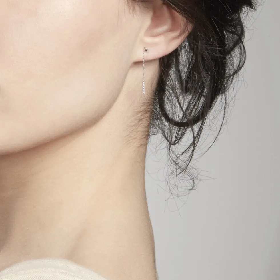 Boucles D'oreilles Pendantes Marjenka Or Blanc Diamant