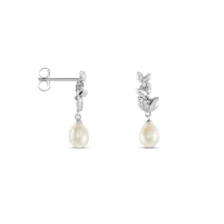 Boucles D'oreilles Pendantes Giambattista Argent Blanc Perle Et Oxyde