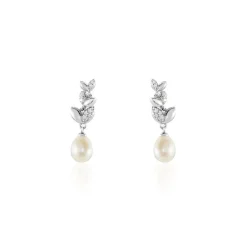 Boucles D'oreilles Pendantes Giambattista Argent Blanc Perle Et Oxyde
