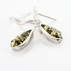 Boucles D'oreilles Pendantes Argent Blanc Odilon Ambre