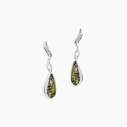 Boucles D'oreilles Pendantes Argent Blanc Odilon Ambre