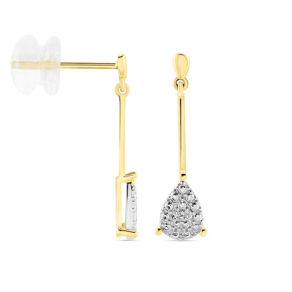 Boucles D'oreilles Pendantes Pear C Or Jaune Diamant