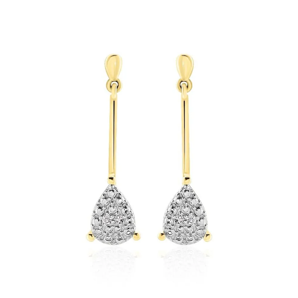 Boucles D'oreilles Pendantes Pear C Or Jaune Diamant