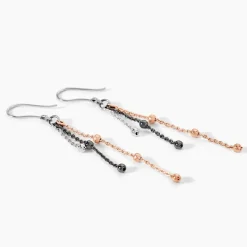Boucles D'oreilles Pendantes Anfel Argent Tricolore