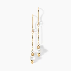 Boucles D'oreilles Pendantes Petrona Or Jaune Perle De Culture